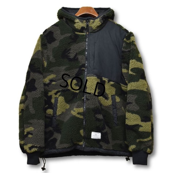 画像1: 【程度良好!!】ALPHA INDUSTRIES【アルファ インダストリーズ】カモフラ柄【フリースパーカー】【サイズＬ】  