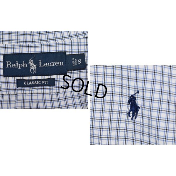 画像2: 【ビンテージ】【ラルフローレン】【クラシックフィット】POLO RALPH LAUREN【青✕黒✕白】チェック柄【B/Dシャツ】【半袖シャツ】【サイズS】 