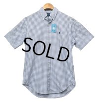 【ビンテージ】【ラルフローレン】【クラシックフィット】POLO RALPH LAUREN【青✕黒✕白】チェック柄【B/Dシャツ】【半袖シャツ】【サイズS】 