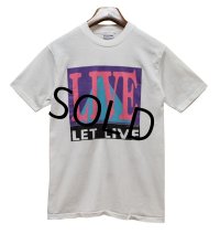 80's【USA製】【ビンテージ】ヘインズ【hanes】【白】【LET LIVE】【Ｔシャツ】【サイズＭ】 