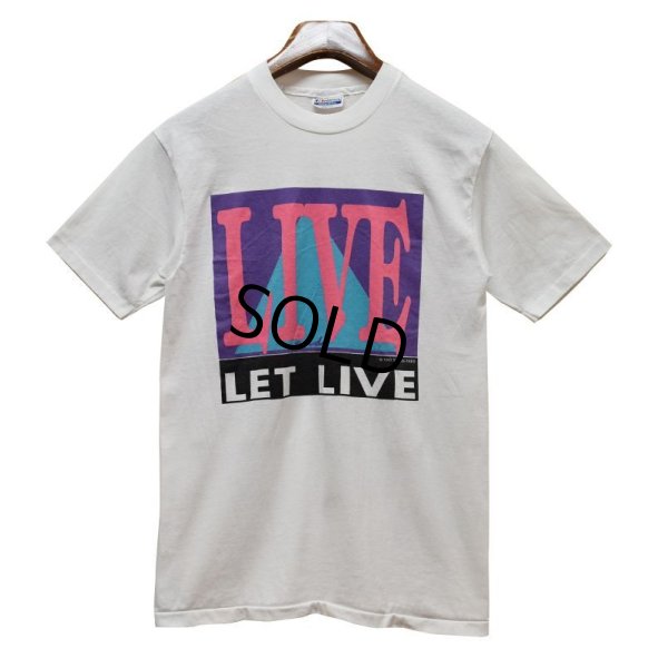 画像1: 80's【USA製】【ビンテージ】ヘインズ【hanes】【白】【LET LIVE】【Ｔシャツ】【サイズＭ】 