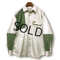 【ビンテージ】【ウールリッチ】【Woolrich】【オフホワイト×緑】切り替え【ハンティングシャツ】 