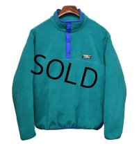 メンズサイズ!! 90's~ USA製【ビンテージ】【ＬＬビーン】【L.L.bean】【エメラルド×バイオレット】【フリース】【スナップＴ】サイズＬ 