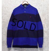 【ラルフローレン】 【POLO ralph lauren】【青×紺ボーダー】【長袖ポロシャツ】 【サイズＬ】  