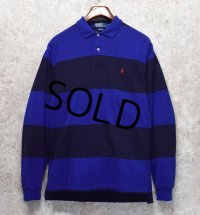 【ラルフローレン】 【POLO ralph lauren】【青×紺ボーダー】【長袖ポロシャツ】 【サイズＬ】  