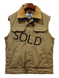 70’ｓ〜【USA製】【ビンテージ】【Woolrich】【ウールリッチ】【ベージュ】【チェック裏地】【中綿入りベスト】【サイズM】 