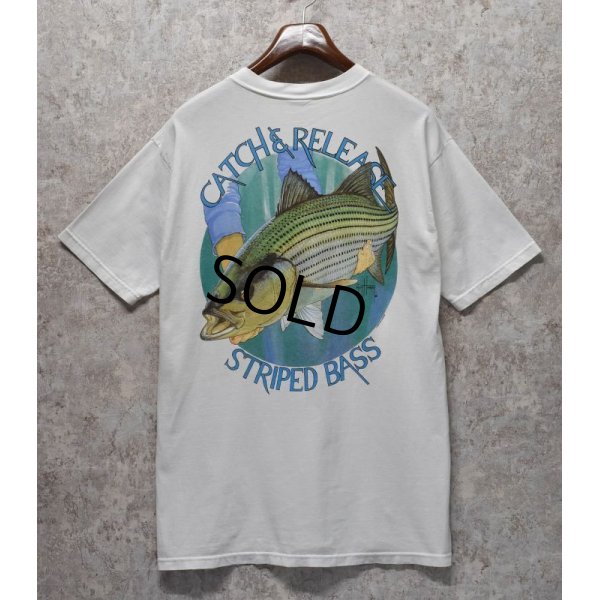 画像1: 【USA製】【ビンテージ】【SUYTTARVEY 】【バックプリント】【Catch＆Release Striped bass】【白】【Ｔシャツ】【サイズＬ】 