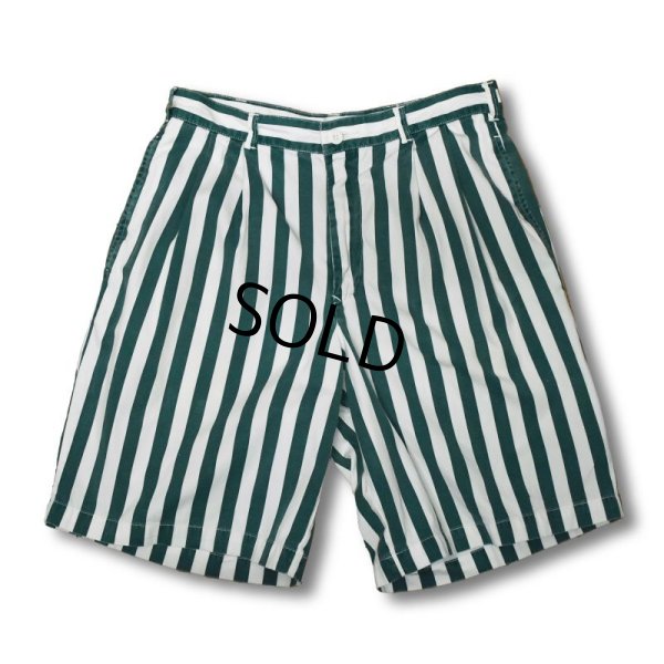 画像1: 【ビンテージ】【オールドギャップ】【GAP】ギャップ 【緑ｘ白ストライプ】【２タックショートパンツ】【短パン】【コットンショーツ】【W30】 