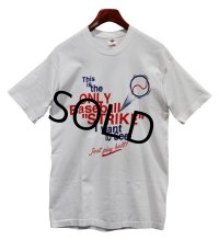 90's USA製 ビンテージ【フルーツオブザルーム】【白】【This is the only baseball strike】 Tシャツ 【サイズL】 