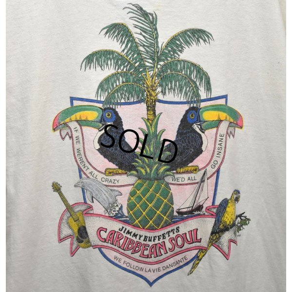 画像4: 80’s【USA製】ビンテージ【Jimmy Buffett’s】【ジミーバフェット】【Caribbean soul】【オウム】【ヤシの木】【白】【Tシャツ】 サイズL 