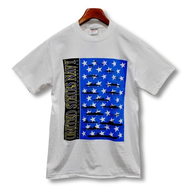 画像1: 【デッドストック】【ビンテージ】【白】UNITED STATES NAVY【戦艦】【Tシャツ】【サイズＭ】 