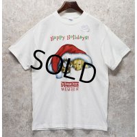 デッドストック【ビンテージ】【白】happy holidays【猫と犬】Tシャツ【サイズL】 