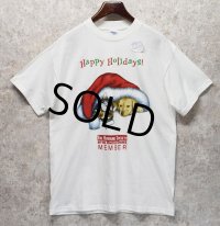 デッドストック【ビンテージ】【白】happy holidays【猫と犬】Tシャツ【サイズL】 