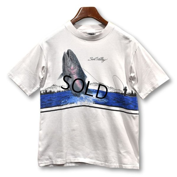 画像1: 80〜90's USA製 ビンテージ【ONEITA】【ベージュ】【釣り】 Tシャツ 【サイズL】 