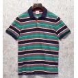 画像1: 【ラコステ】【LACOSTE L!VE】【紺ｘエメラルドｘ赤】ボーダー【ポロシャツ】【サイズ4】<br> (1)