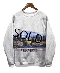 【90s】【ビンテージ】【USA製】ヘインズ【hanes】グレー【VERMONT】【森プリント】【スウェット】【サイズＸＬ】 