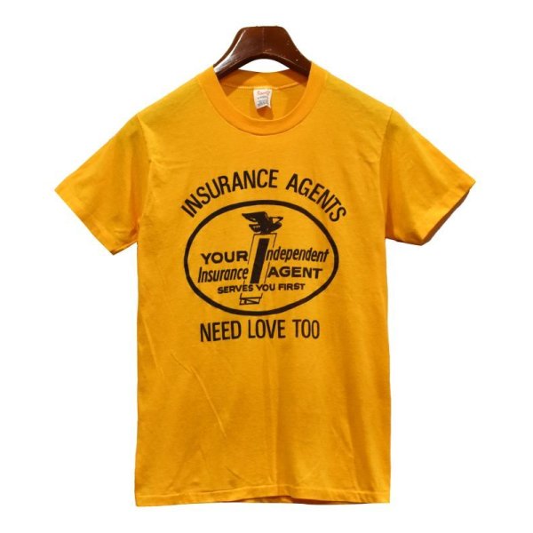画像1: 70's∼ USA製 ビンテージ【Stedman】【ステッドマン】【黄色】【Insurance agents need love too】Tシャツ【サイズM】 