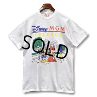 90's∼【USA製】【ビンテージ】【Disney】ディズニー【Disney MGM Studios】【ミッキー＆ミニー】白【Ｔシャツ】【サイズＬ】 