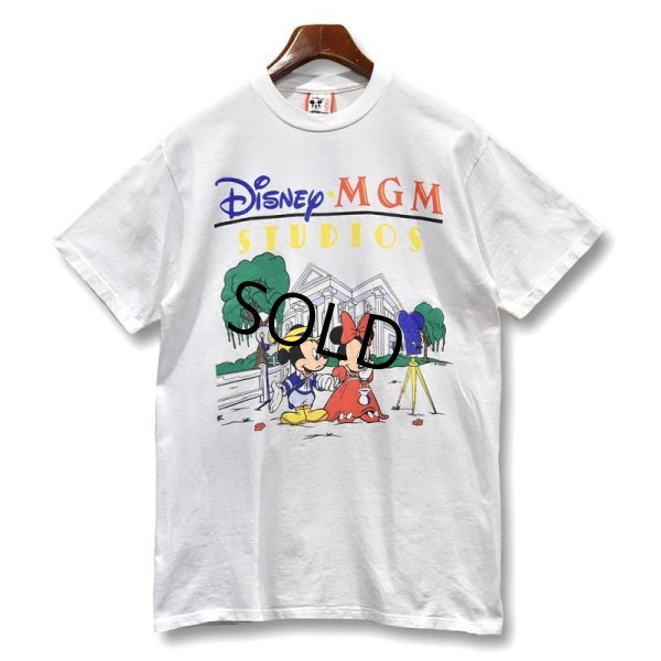 画像1: 90's∼【USA製】【ビンテージ】【Disney】ディズニー【Disney MGM Studios】【ミッキー＆ミニー】白【Ｔシャツ】【サイズＬ】 