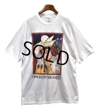 90's【ビンテージ】ヘインズ【hanes】【白】ネイティブインディアン【フクロウ】【オオカミ】【Ｔシャツ】【サイズXL】 