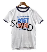 【USA製】デッドストック【ビンテージ】【calcru】【白ｘ紺】【DIET RITE SUGER FREE COLA】【リンガーＴシャツ】【サイズL】 