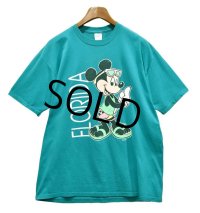 90's∼【USA製】【ビンテージ】【Disney】ディズニー【FLORIDA】【エメラルドグリーン】【ミッキー】【Ｔシャツ】【サイズＸＬ】 