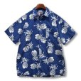 画像1: 【CHAPS】チャップス【ラルフローレン】POLO RALPH LAUREN 【紺ｘ白】【パイナップル柄】【半袖シャツ】【サイズL】 <br> (1)