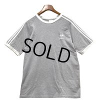 【ビンテージ】【アディダス】adidas【グレー×白】【リンガーロゴＴシャツ】【サイズL】 