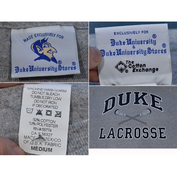 画像2: 【90's~】ビンテージ【DUKE】デューク大学 【コットンエクスチェンジ】【カレッジプリント】Duke University Stores【DUKE LACROSSE】ラクロス グレー【Tシャツ】【サイズM】 