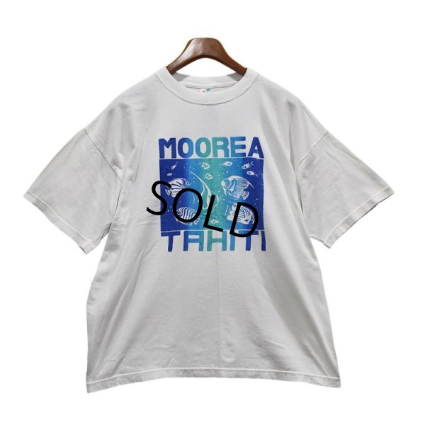 画像1:  デッドストック【ビンテージ】【MOOREA】モーレア島【TAHITI】【タヒチ】【白】熱帯魚【Ｔシャツ】【サイズ50】 