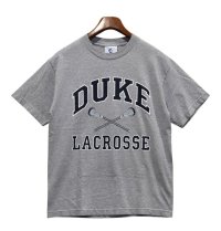 【90's~】ビンテージ【DUKE】デューク大学 【コットンエクスチェンジ】【カレッジプリント】Duke University Stores【DUKE LACROSSE】ラクロス グレー【Tシャツ】【サイズM】 
