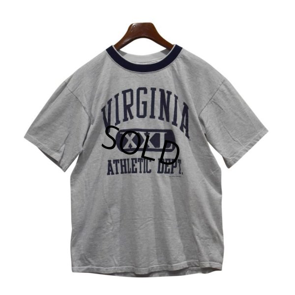 画像1: 90's 【USA製】 ビンテージ【CRABLE SPORTWEAR】【グレーｘ黒】【VIRGINIA】【二重襟】 Tシャツ 【サイズM】 