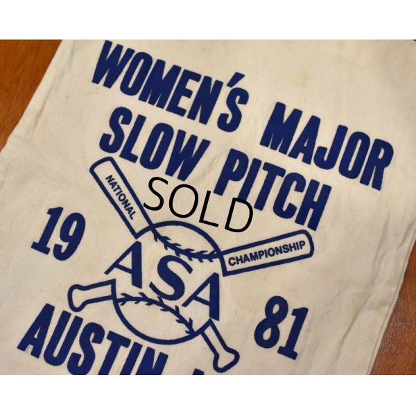 画像2: 80's∼【ビンテージ】【WOMEN’S MAJOR SLOW PITCH】【生成り色】【野球】【トートバッグ】 