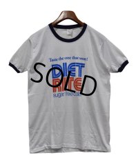 80’ｓ【USA製】デッドストック【ビンテージ】【calcru】【白ｘ紺】【DIET RITE SUGER FREE COLA】コーラ【リンガーＴシャツ】【サイズXL】 