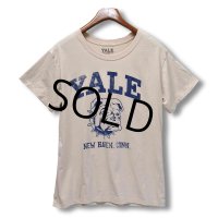 【ビンテージ】【ベージュｘ青】YALE UNIV【ブルドッグ】【Ｔシャツ】【サイズXL】 