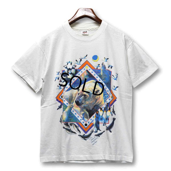 画像1: 90's【USA製】【ビンテージ】アンビル【anvil】ホッキョクグマ【zooper】北極 白熊【Ｔシャツ】シロクマ【サイズＬ】 