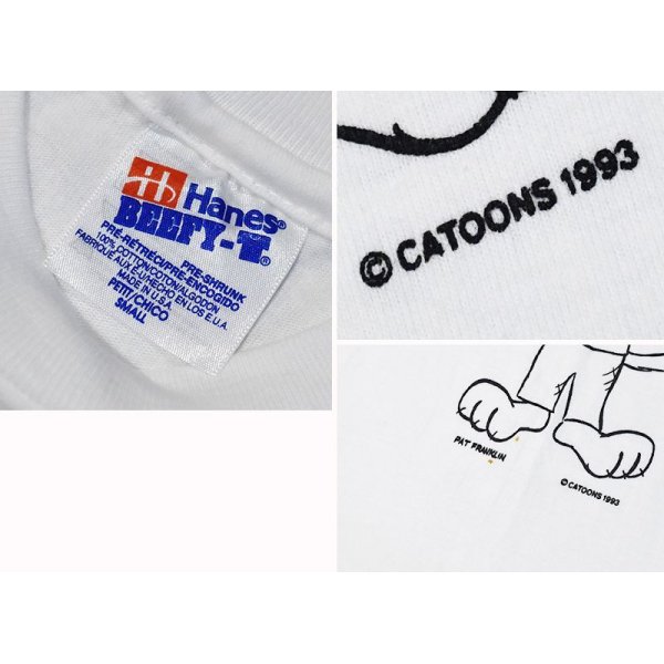 画像2: デッドストック【90's】USA製【ビンテージ】【Hanes】【白】【CAT&FLUTE】【Ｔシャツ】【サイズS】 