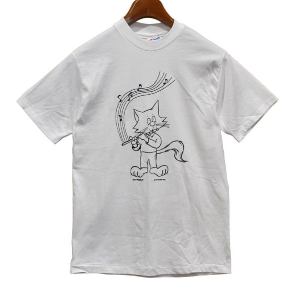 画像1: デッドストック【90's】USA製【ビンテージ】【Hanes】【白】【CAT&FLUTE】【Ｔシャツ】【サイズS】 