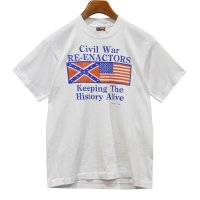 90's USA製 ビンテージ【FRUIT OF THE LOOM 】フルーツオブザルーム【白】【Civil war RE-ENACTORS】【Tシャツ】【サイズM】 