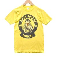 【USA製】【ビンテージ】【シングルステッチ】イエロー【JOLLY ROGERS TOMCAT】【Tシャツ】【サイズS】 