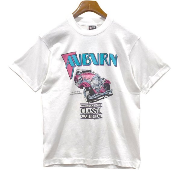 画像1: ほぼ未使用‼ 90's USA製 ビンテージ【FRUIT OF THE LOOM 】フルーツオブザルーム【白】【AUBURN CAR SHOW】【Tシャツ】【サイズM】 