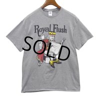 【ビンテージ】【DELTA】【グレー】【ROYAL FLUSH】 【キング】【バスルーム】プリント【Tシャツ】【サイズL】 