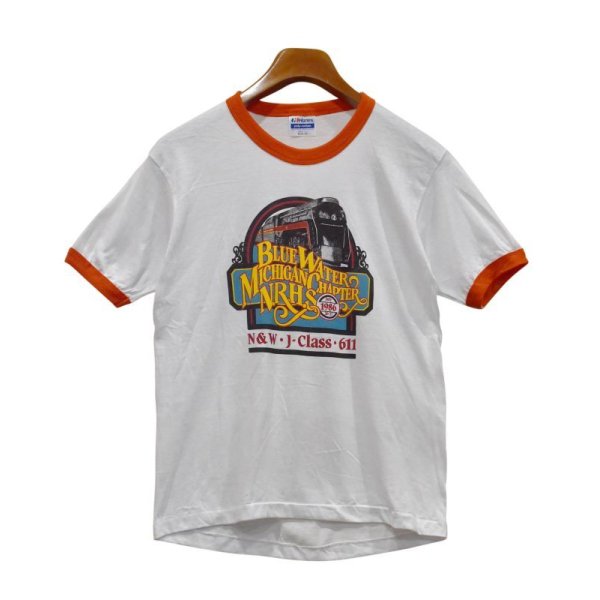 画像1: ほぼ未使用‼【80's】USA製【ビンテージ】【Hanes】ヘインズ【白ｘ赤】機関車【リンガーＴシャツ】【サイズＭ】 