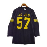 80's〜【USA製】ビンテージ【JoJos 57】ジャージ素材【黒×黄】【フットボールＴシャツ】【サイズL程度】 