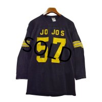 80's〜【USA製】ビンテージ【JoJos 57】ジャージ素材【黒×黄】【フットボールＴシャツ】【サイズL程度】 