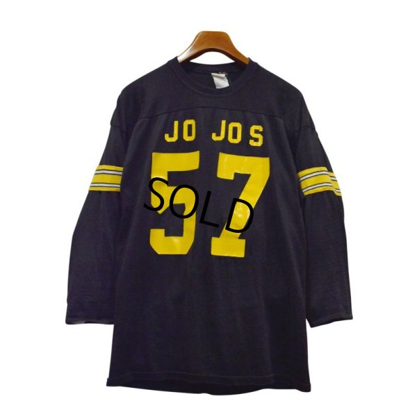 画像1: 80's〜【USA製】ビンテージ【JoJos 57】ジャージ素材【黒×黄】【フットボールＴシャツ】【サイズL程度】 