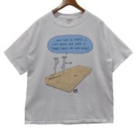 80's【USA製】【ビンテージ】【OFF THE MARK】漫画【マーク・パリシ】【釘】白【Tシャツ】【サイズＸＬ】 