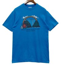 90's【USA製】【ビンテージ】ヘインズ【hanes】【jack harter helicopters】ヘリコプター 虹【青】HAWAII【Ｔシャツ】【サイズＬ】 