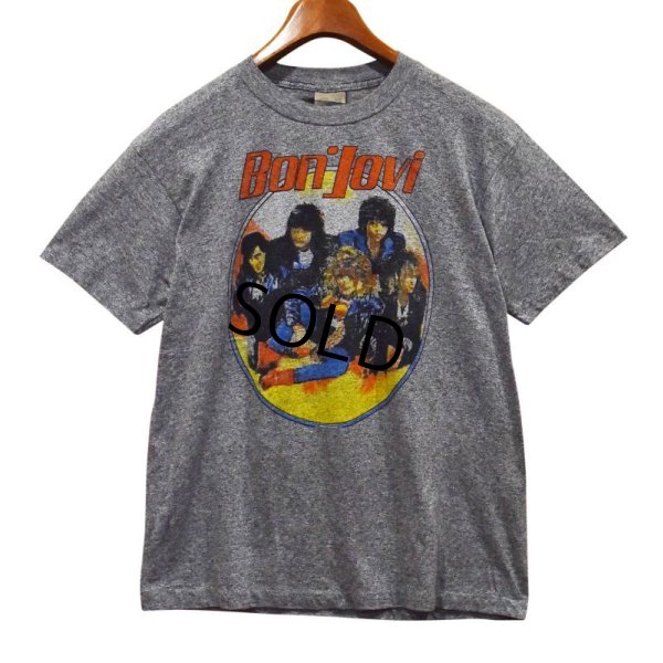 画像1: 80's【USA製】ビンテージ【BON JOVI】【ボン ジョビ】杢グレー【Slippery when wet】【バンドＴシャツ】ロックＴシャツ ツアーＴ【サイズL】  