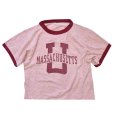 画像1: 70's【USA製】【ビンテージ】【チャンピオン】染み込み【マサチューセッツ大学】カレッジTシャツ【霜降り赤】【リンガーＴシャツ】【サイズM】<br> (1)